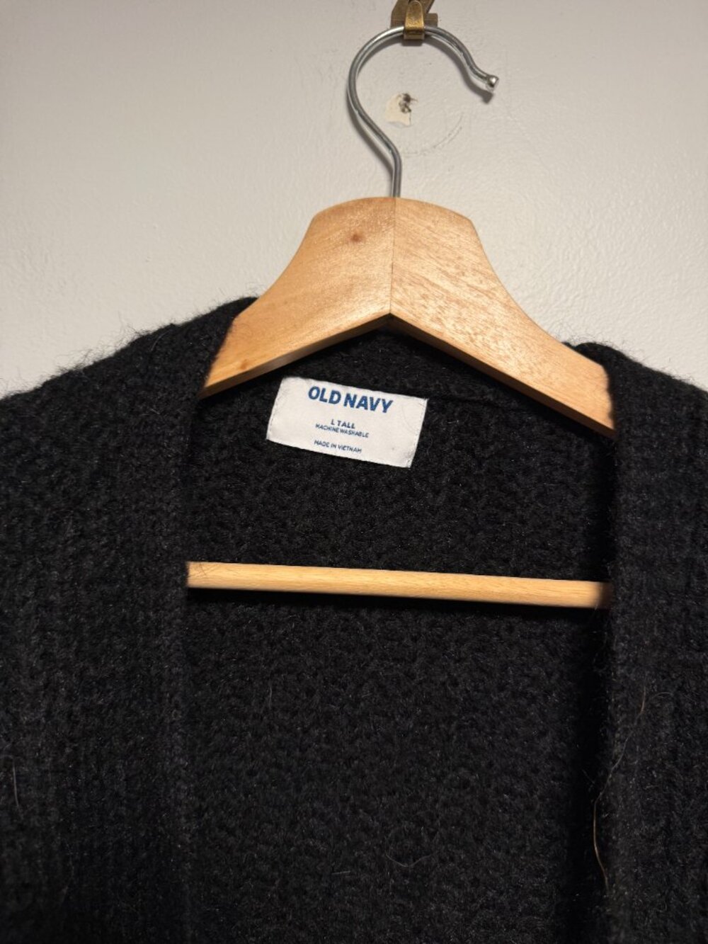 Old Navy Wool-Blend Shaker-Stitch Cardigan Sweater Black Large T - Picture 4 of 8